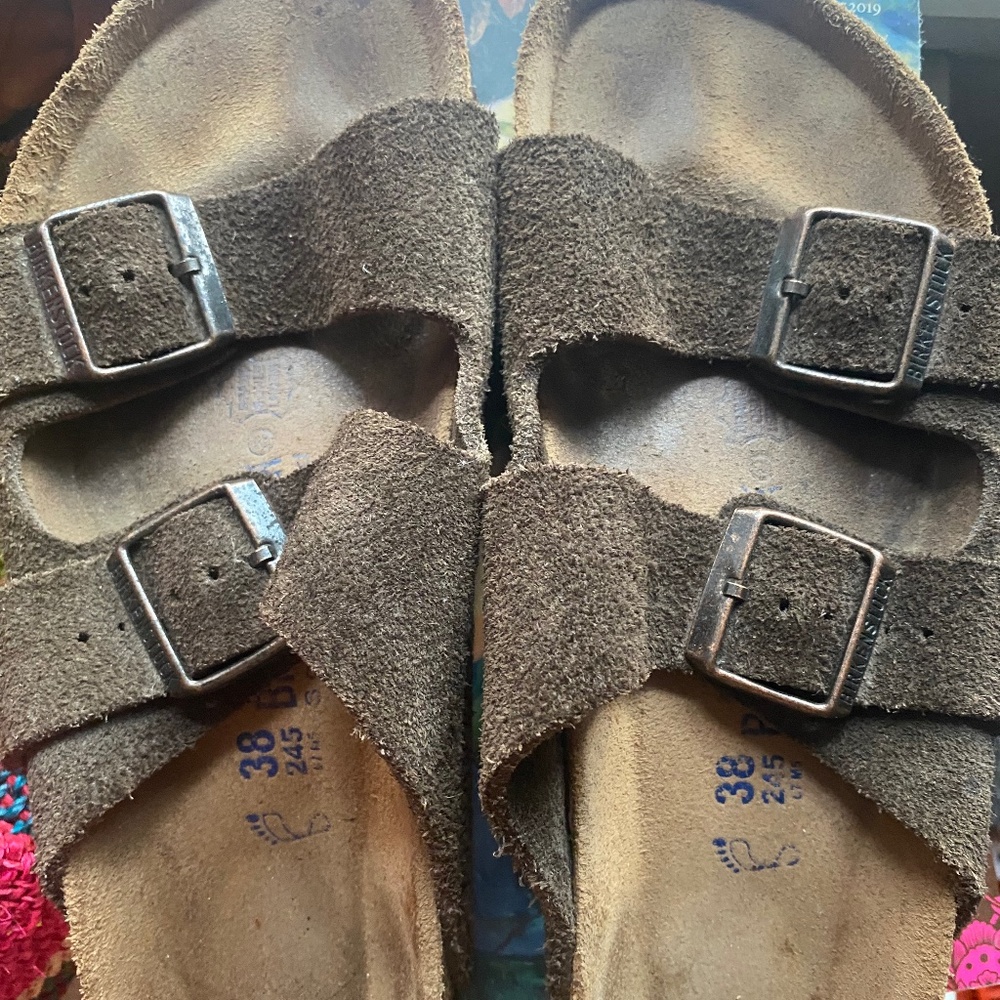Brown suede Birkenstocks
